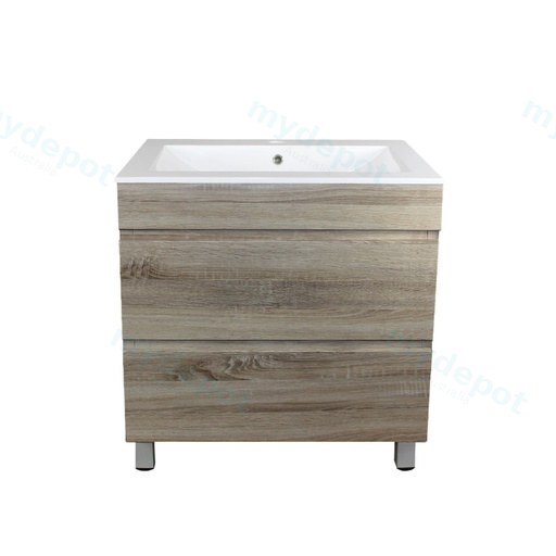 750mm White Oak MDF 2 Drawers Freestanding Bathroom Vanity Cabinet Only