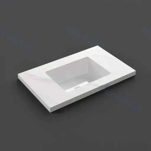750x460x190mm Carrara White Sintered Stone Seamlessjoined With Fine Ceramic Basin Single Bowl No Tap Hole