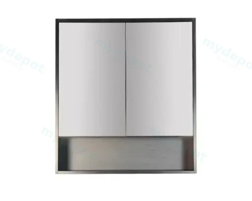 750x150x780mm Hera Black Oak MDF Shaving Cabinet With Two Doors Two Fixed Shelves