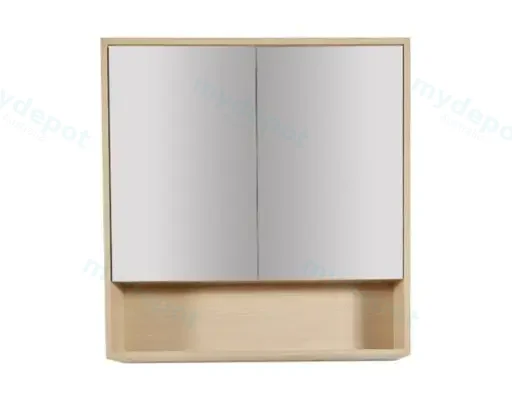 750x150x780mm Hera Tas Oak MDF Shaving Cabinet With Two Doors Two Fixed Shelves