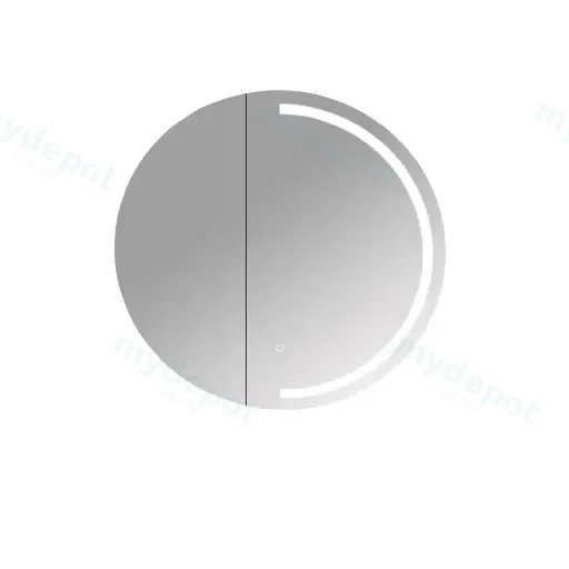 750x750x160mm Matt White Athena LED Round PVC Shaving Cabinet Single Door