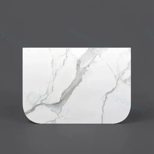 750mm White Marble Look Sintered Stone Top Matte Finish Rounded Corner Benchtop