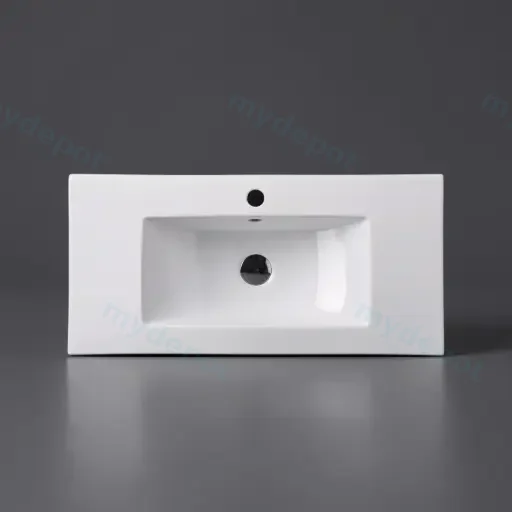 760*370*190mm Gloss White Slim Ceramic Top With Mixer Hole