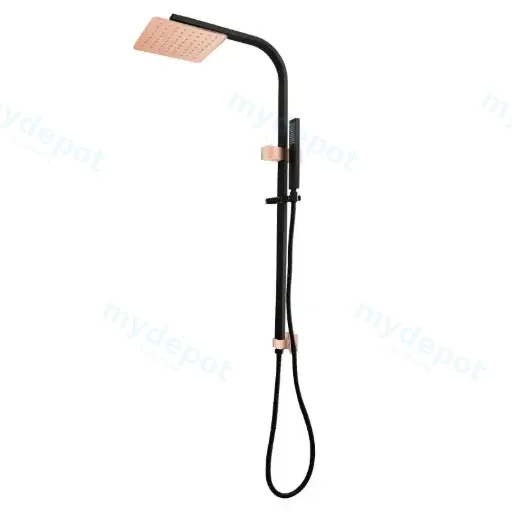8'' Square Black & Rose Gold Shower Station