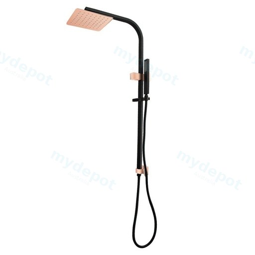 8'' Square Black Rose Gold Shower Station Top Water Inlet
