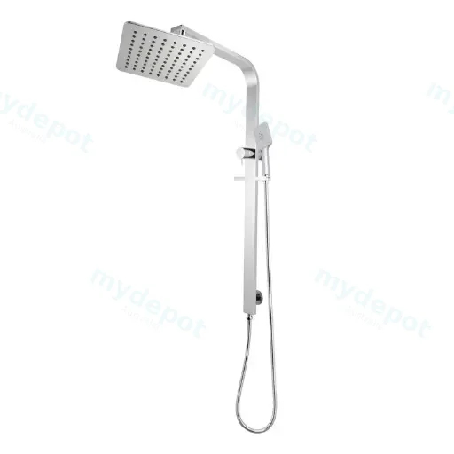 8'' Square Chrome Shower Station Top Water Inlet(Wide Rail)