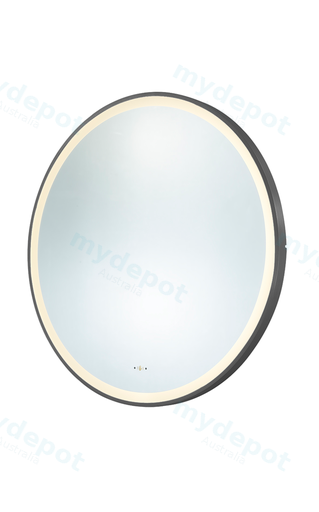 800X800X32mm Gun Metal Orbis Framed LED Mirror