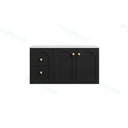 890*455*470mm Matte Black Chester Federation Wall Hung PVC Cabinet,Left Hand Drawers