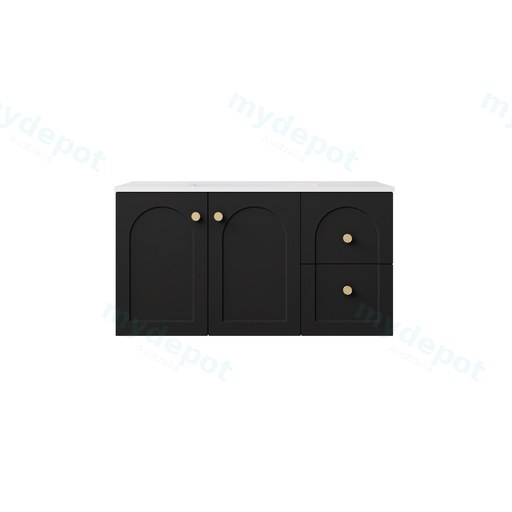 890*455*470mm Matte Black Chester Federation Wall Hung PVC Cabinet,Right Hand Drawers