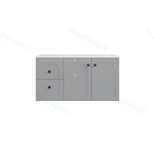 890*455*470mm Matte Grey Chester Federation Wall Hung PVC Cabinet,Left Hand Drawers