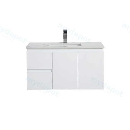 890*455*480mm Gloss White Alpha Wall Hung PVC Vanity,Left Hand Drawers