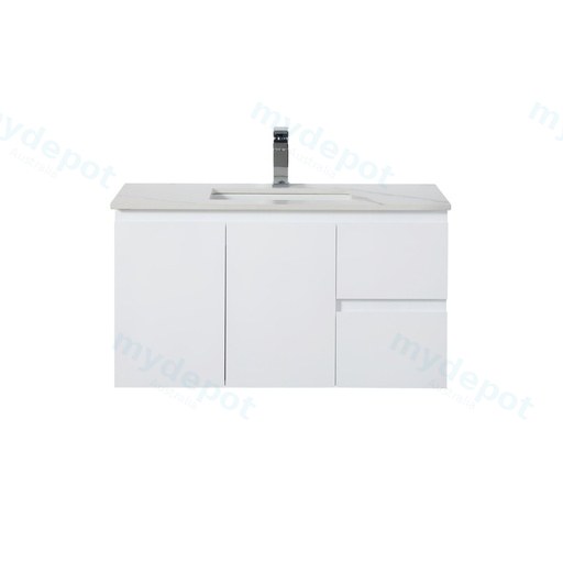 890*455*480mm Gloss White Alpha Wall Hung PVC Vanity,Right Hand Drawers