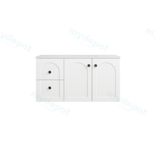890*455*470mm Matte White Chester Federation Wall Hung PVC Cabinet,Left Hand Drawers