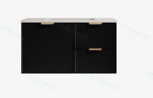 890*455*560mm Matte Black Madura Federation Wall Hung PVC Cabinet,Right Hand Drawers