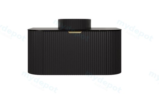 890X455X400mm Matte Black Agena Modern Fluted Wall Hung Vanity PVC Cabinet