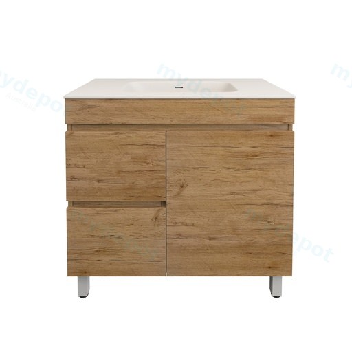 890X455X710mm Camden Modern Free Standing Cabinet Prime Oak,Soft Closing Finger Pull Door,Left Hand Drawers