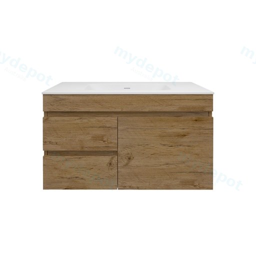 890X455X500mm Camden Mordern Wall Hung Cabinet Prime Oak,Soft Closing Finger Pull Door,Left Hand Drawers