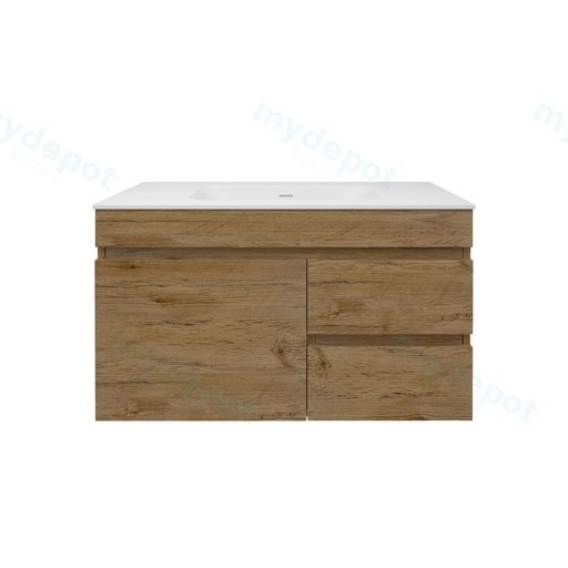 890X455X500mm Camden Mordern Wall Hung Cabinet Prime Oak,Soft Closing Finger Pull Door,Right Hand Drawers
