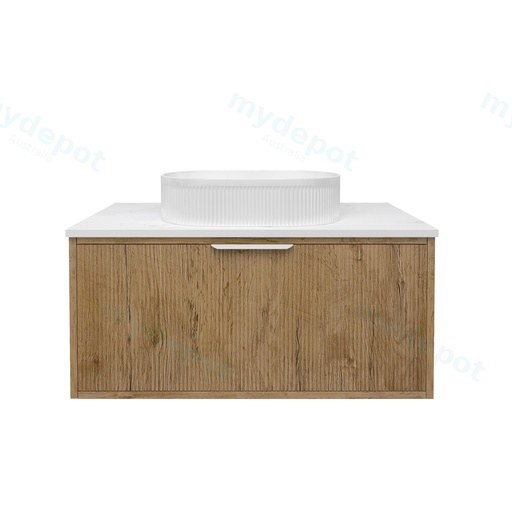890x455x400mm Kliff Fluted Wood Grain Vanity Prime Oak Soft Closing Drawer Pull Out With Handle