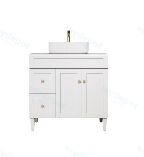 890X455X860mm Matte White Harold Federation Free Standing PVC Cabinet,Left Hand Drawers