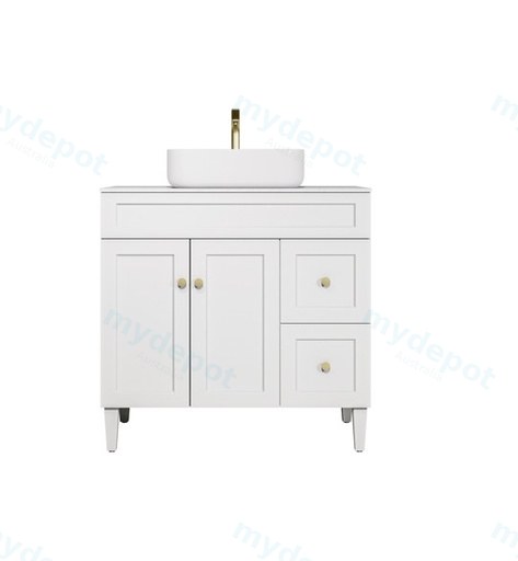 890X455X860mm Matte White Harold Federation Free Standing PVC Cabinet,Right Hand Drawers