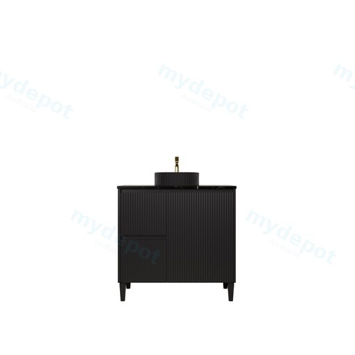 890x455x860mm Matte Black Crete Modern Free Standing Vanity,Left Hand Drawers