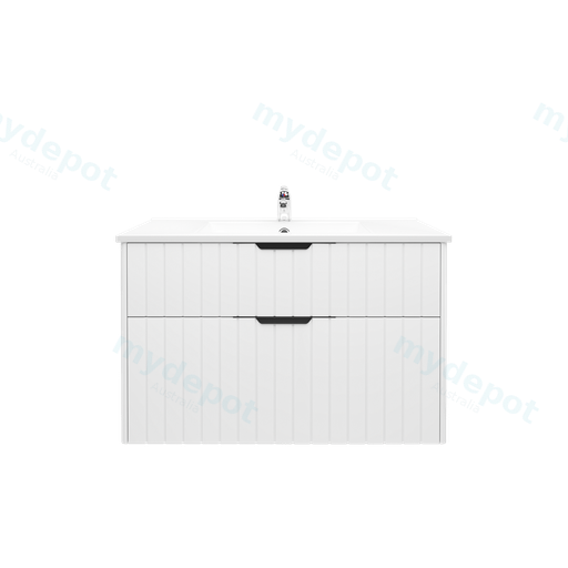 900mm Aria Matte White MDF Two Drawers Wall Hung Bathroom Vanity Cabinet Only With Handle