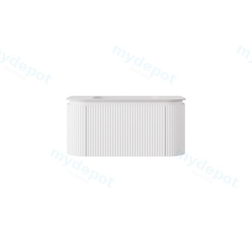 890x495x400mm Matte White Estella Modern Wall Hung Vanity PVC Cabinet Two Middle Drawer Plus Two Side Drawers