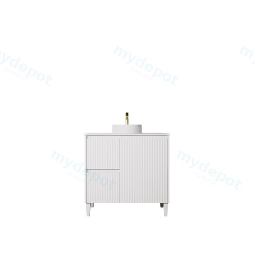 890x455x860mm Matte White Crete Modern Free Standing Vanity,Left Hand Drawers