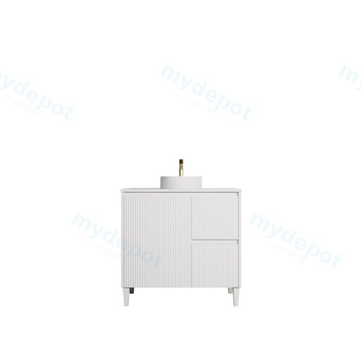 890x455x860mm Matte White Crete Modern Free Standing Vanity,Right Hand Drawers