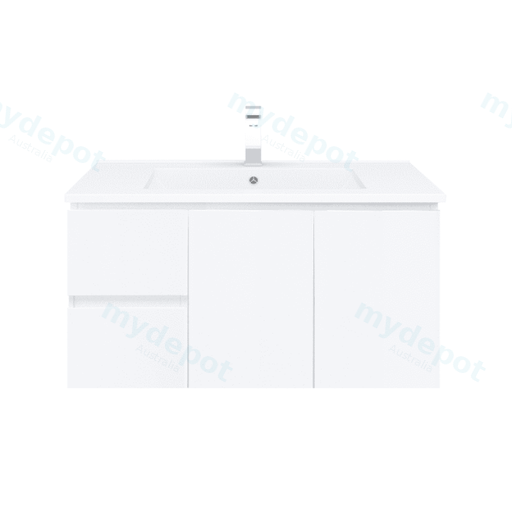900*350*710mm Wall Hung Gloss White Vanity Cabinet Only Left Drawer