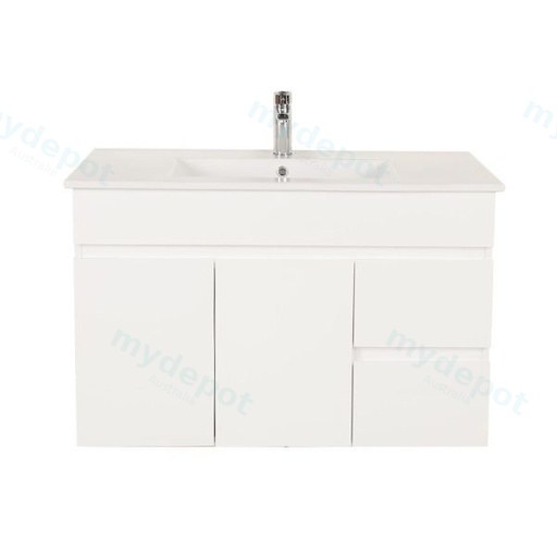 900*450*560mm Wall Hung Gloss White PVC Vanity Cabinet Only Right Drawer