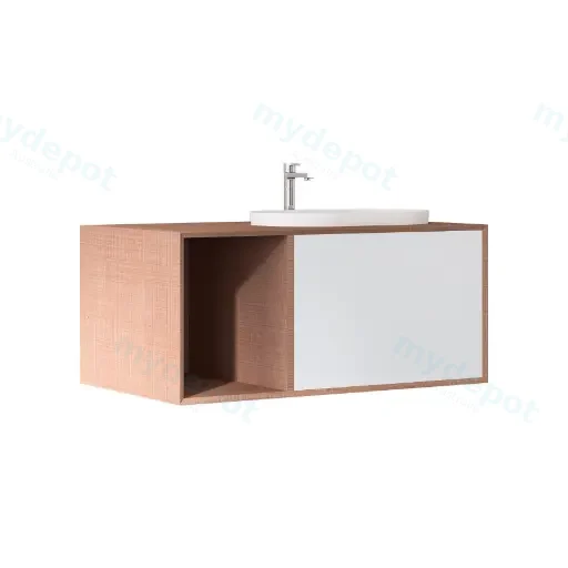 900*540*400mm Wall Hung Costa Oak Woodgrain Vanity Left Drawer With Cosy 60 Basin