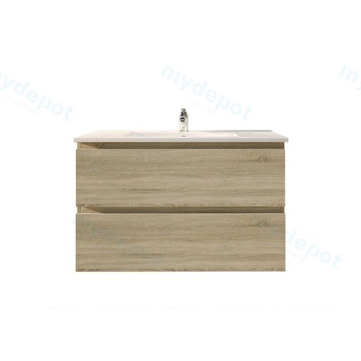 900Lx550Hx450Dmm White Oak MDF Board with PVC Vacuum Filmed 2/DW Wall Hung Vanity