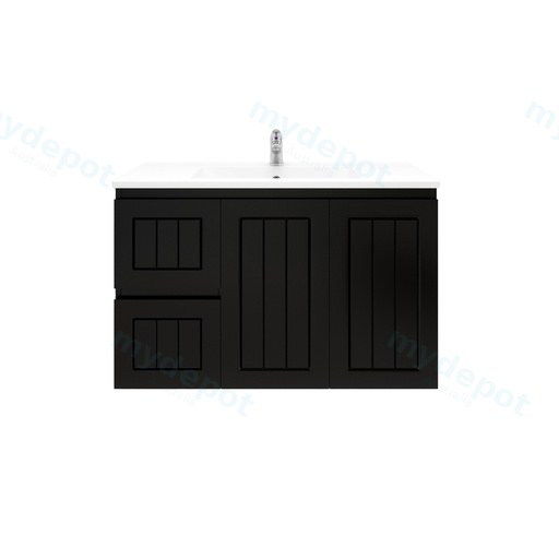900Lx550Hx460Dmm Amber Matte Black 2PAC MDF 2L/DW 2R/DR Wall Hung Vanity