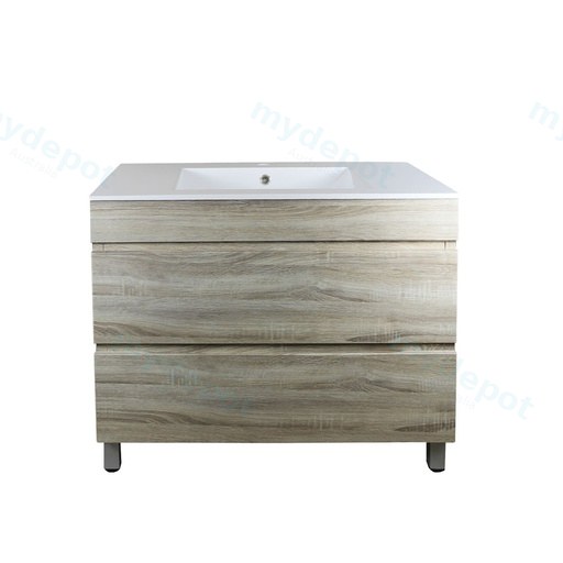 900Lx830Hx450Dmm White Oak MDF Board with PVC Vacuum Filmed 2/DW Freestanding Vanity