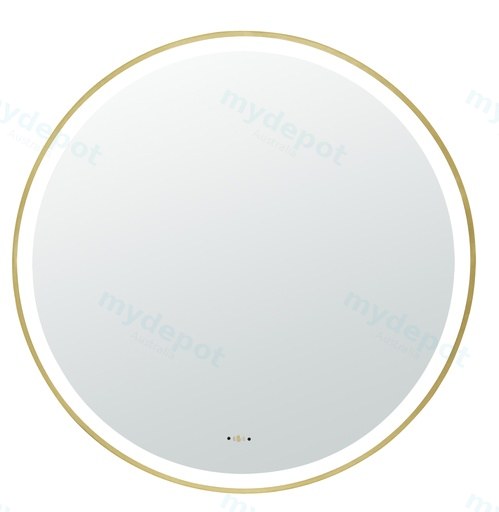 900X900X32mm Brushed Gold Orbis Framed LED Mirror