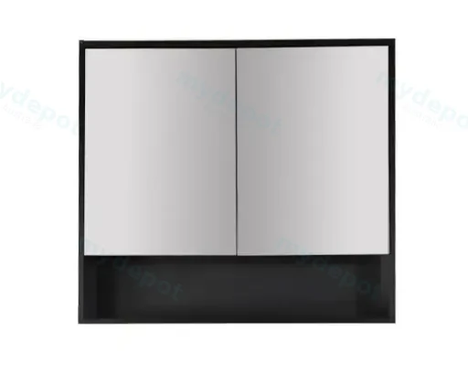 900x150x780mm Hera Black Oak MDF Shaving Cabinet With Two Doors Two Fixed Shelves