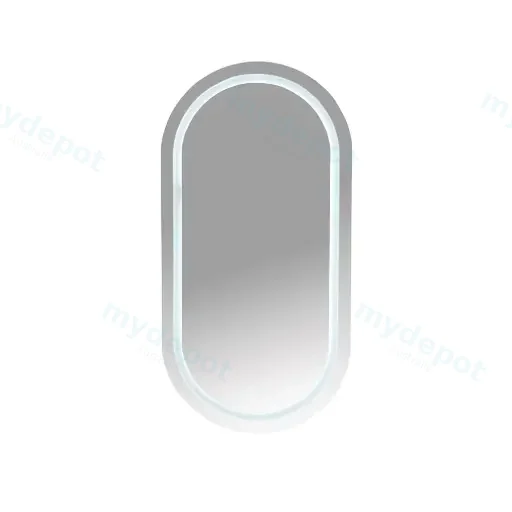 900x450x160mm Matt White Athena LED Oval PVC Shaving Cabinet Single Door