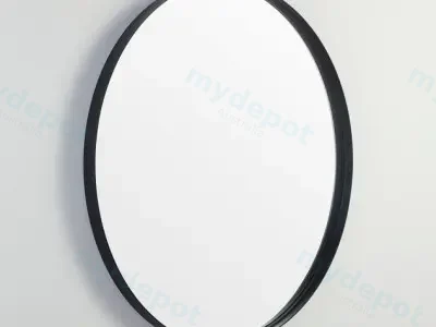 900X900X35mm Matte Black Orbis Frame Mirror