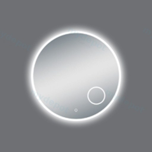 900mm Round 3 Color Lighting Acrylic LED Mirror Touch Sensor Switch Defogger Pad Wall Mounted(Come with Magnifier)