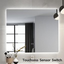 900×750mm Curved Rim Rectangle 3 Color Backlit LED Mirror With Touchless Sensor Switch