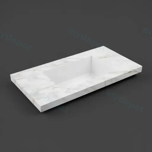 905X465X50mm Carrara Gold Sintered Stone Semless Joined With Fine Ceramic Basin Stone Single Bowl No Tap Hole