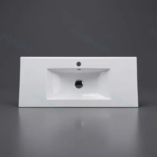 910*370*190mm Gloss White Slim Ceramic Top With Mixer Hole