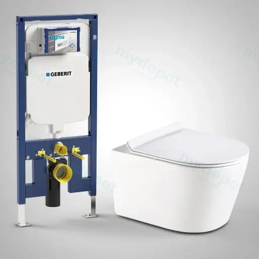 Agena Geberit Sigma Inwall Wall Hung Toilet Suite Pan:Gloss White Rimless Wall Hung Pan