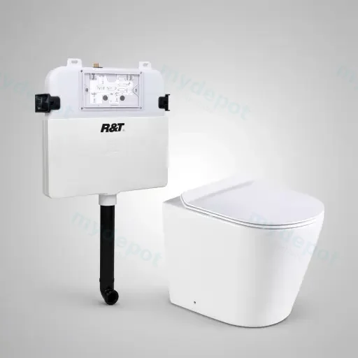 Agena R&T Inwall Floor Toilet Suite Pan:Gloss White Rimless Floor Pan