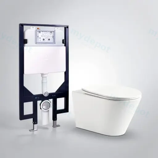 Agena R&T Inwall Wall Hung Toilet Suite Agena Tonardo Rimless Flush Wall-Hung Pan