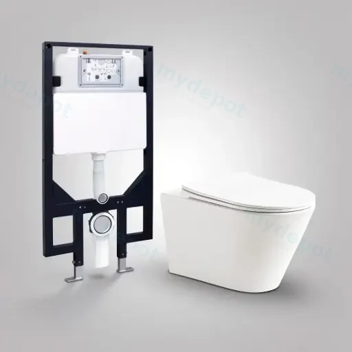 Agena R&T Inwall Wall Hung Toilet Suite Agena Tonardo Rimless Flush Wall-Hung Pan