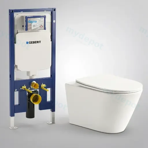 Agena Geberit Inwall Wall Hung Toilet Suite Agena Tonardo Rimless Flush Wall-Hung Pan