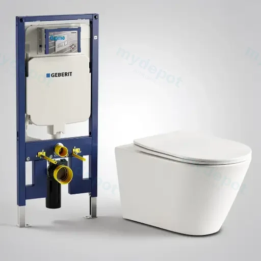 Agena Geberit Inwall Wall Hung Toilet Suite Agena Tonardo Rimless Flush Wall-Hung Pan